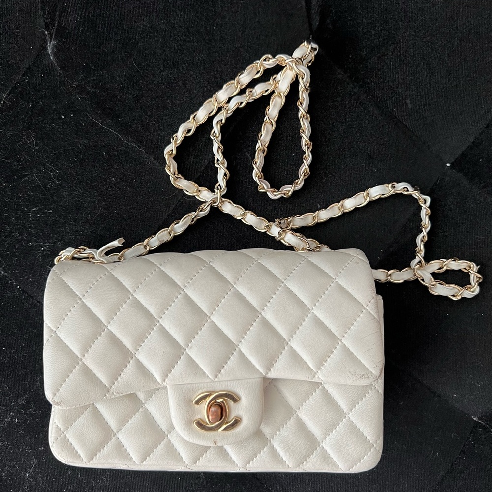 Chanel 2004-2005 Mini Lamb skin Quilted Rectangular Flap Bag.